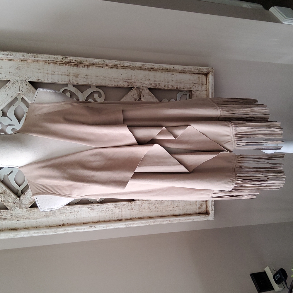 Soft Beige Vest with Fringe